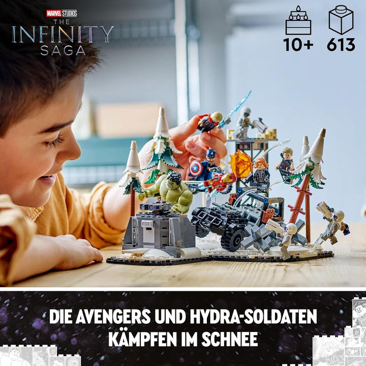 LEGO Marvel Avengers Assemble: Age of Ultron, set de construit și jucat cu 8 minifigurine de supereroi precum Thor, Hulk și Iron Man, jucărie de construit pentru băieți și fete, set de aventură 76291