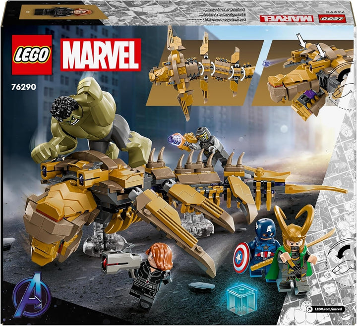 LEGO Marvel Avengers Vs. Leviathan, jucărie de construcție, set cu Hulk și minifigurinele Captain America, Loki, Black Widow și Chitauri, set de joacă Avengers pentru băieți și fete de peste 7 ani 76290