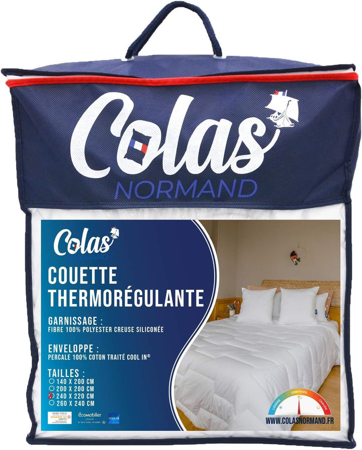 Plapumă termoregulatoare, Temperată, 240 X 220 Cm, Transpirație, Ventilație optimă, 100% bumbac, Percale, Fresh Feel, Franceză