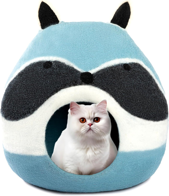 Woolygon - Seria Pisici Sălbatice - Peșteră pentru Pisici din Lână, Fabricată Manual din 100% Lână Merinos, Peșteră Ecologică din Fetru pentru Pisici și Pisici de Interior