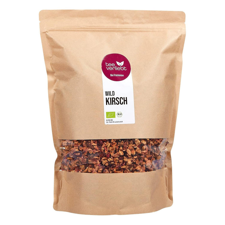Teeverliebt - Ceai de fructe vrac Wildkirsch 1000 G I Ceai de fructe vrac I Wild-Fruchtig-Frisch - Amestec de ceai controlat ecologic I Ceai de fructe bio vrac 1 kg