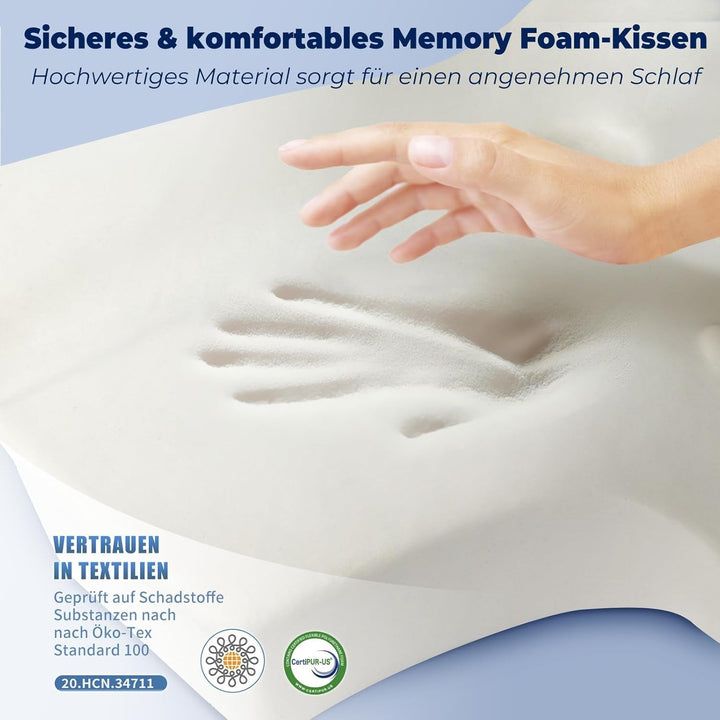 SAHEYER pernă ortopedică pernă de susținere a gâtului pernă pentru cap, pernă ergonomică pentru gât pernă pentru dormit lateral 60 X 40 X 13/11 cm pernă din spumă cu memorie pentru dormit lateral, spate și stomac