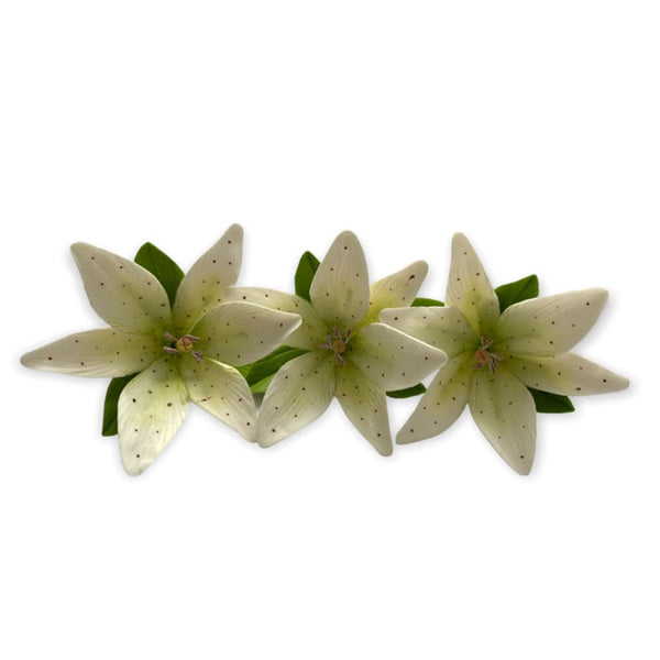 Decoratiune comestibila din zahar, Crin alb cu verde, 1 bucata - Nati Shop