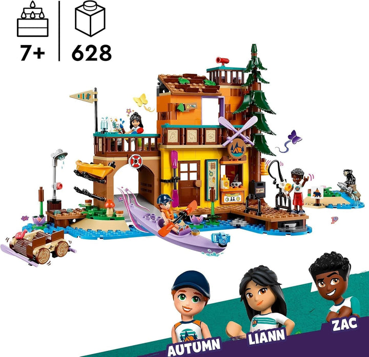 LEGO Friends Tabără de aventură cu caiac, jucărie de construcție pentru jocuri de rol, idee de cadou pentru fete și băieți de la 7 ani, set cu 3 figurine și un urs, jucărie de camping 42626