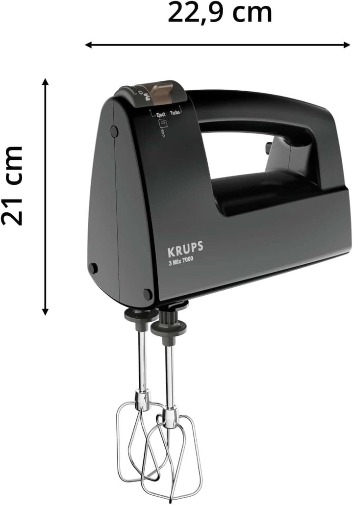 Krups 3Mix 7000 Handmixer 60 Jahre Special Edition, 500 Watt, Knet- Und Rührhaken Aus Edelstahl, Langes Netzkabel, Zubehörtasche, F6085811, Schwarz/Kupfer