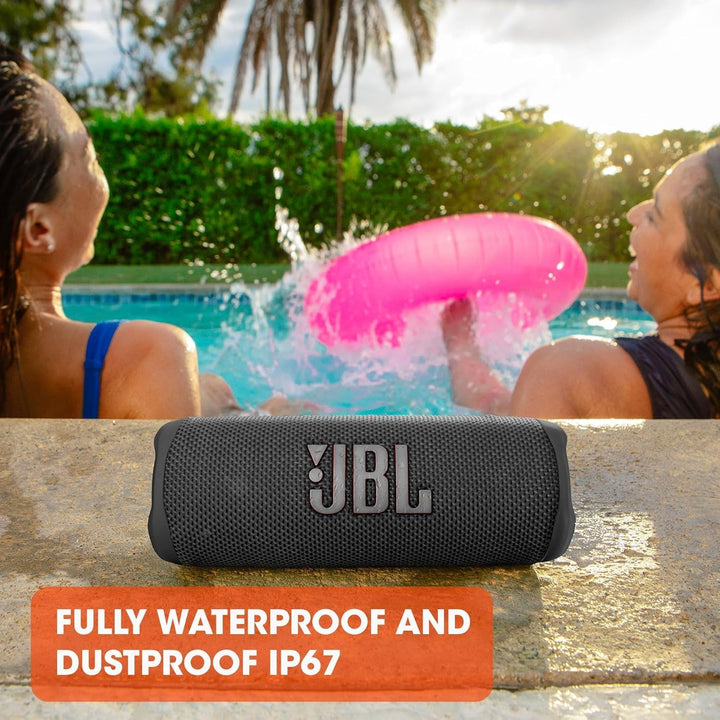 Difuzor Bluetooth JBL Flip 6 negru - Difuzor portabil, rezistent la apă, cu sistem de difuzoare cu 2 căi pentru sunet puternic - Până la 12 ore de redare wireless a muzicii