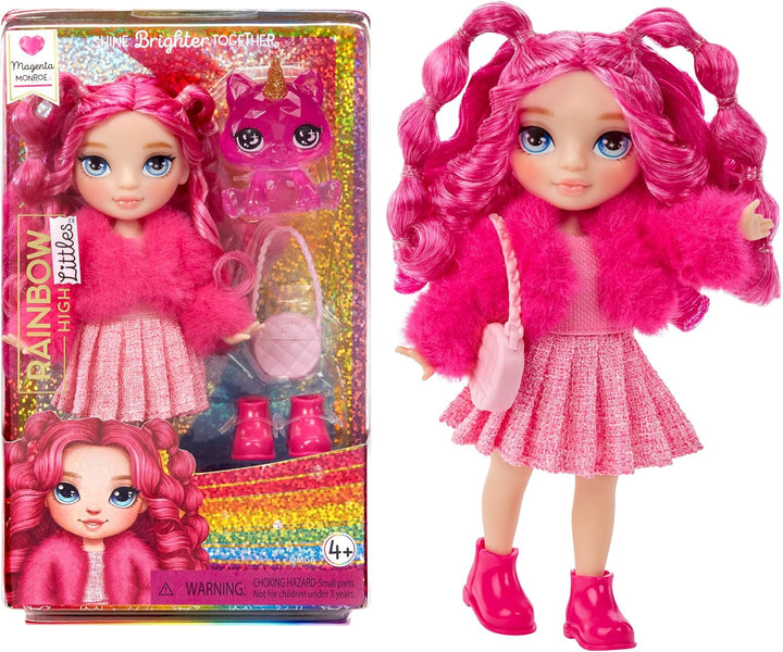 Rainbow High Littles - Opal Raine - păpușă mică, mobilă - păpușă mare de 14 cm în culorile curcubeului cu geantă și unicorn magic - pentru copii și colecționari