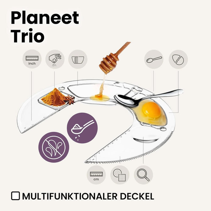 ZEEGMA PLANEET TRIO Planetenroboter, 1500 W, Multifunktionale Küchenmaschine Mit 3 Schüsseln 4 L, 4,5 L Und 5,2 L, 10 Betriebsgeschwindigkeiten, Mixer Mit Haken, Schneebesen (Schwarz)