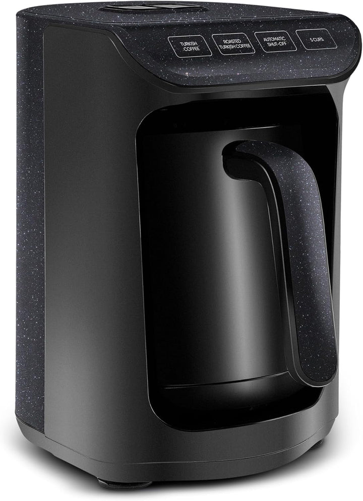 Cafetieră turcească Karaca HatÄ±r Köz, capacitate 300 ml, prepară 5 cești de cafea turcească, oprire automată și control al temperaturii, aromă autentică de cărbune, 535 W, alb