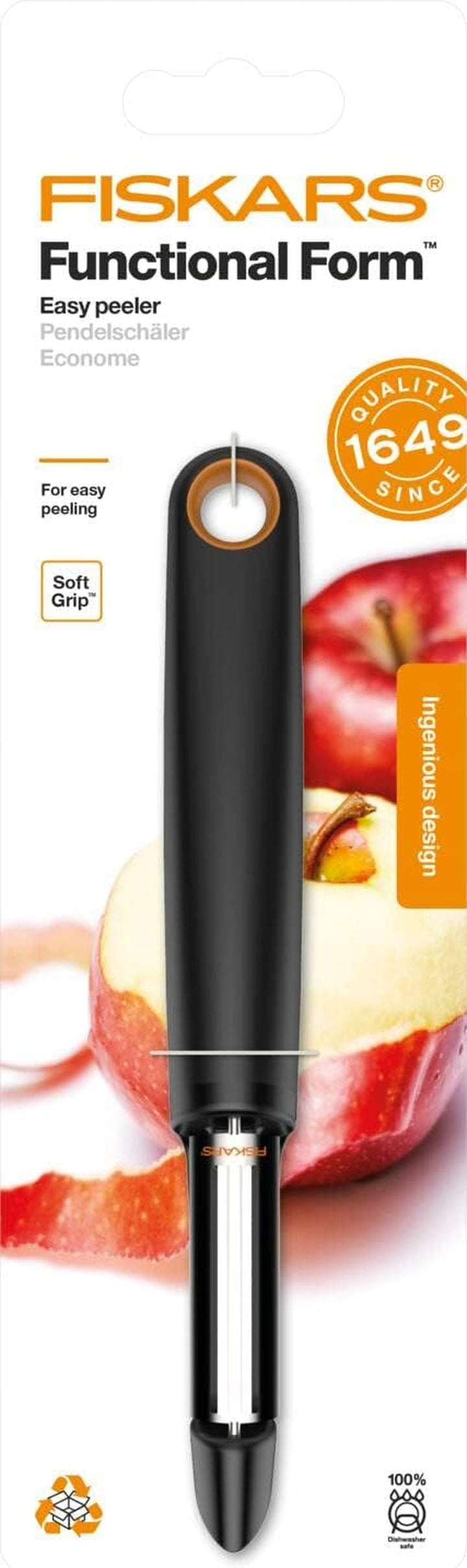 Fiskars Peeler cu lamă mobilă, lungime: 18 cm, oțel/plastic