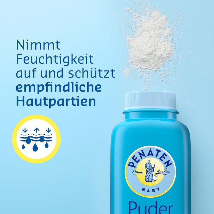 Pudră naturală pentru bebeluși Penaten cu aloe și vitamina E (1x 100g)- Protejează pielea sensibilă, absoarbe umezeala și menține pielea uscată- Aprobat dermatologic-99% ingrediente de origine naturală