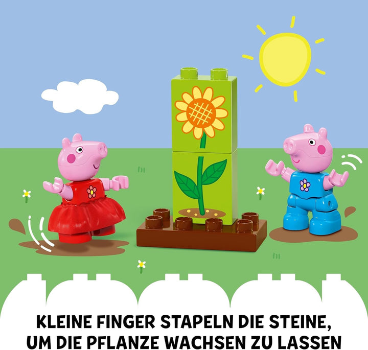 LEGO DUPLO Peppa's Garden With Tree House: Toy Tree, Set de învățare pentru preșcolari de construit și reconstruit cu 2 figuri, Idee de cadou pentru copii de la 2 ani, băieți și fete 10431