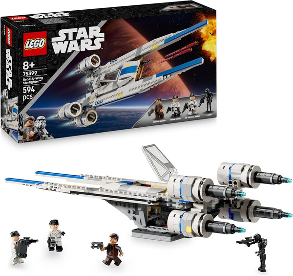 LEGO Star Wars 75399 Rebel U-Wing Starfighter - Jucărie cu funcție de aripă oscilantă și 3 minifigurine, inclusiv Cassian Andor și figura droidului K-2SO - Cadou pentru băieți cu vârsta peste 8 ani și fani Andor sezonul 2