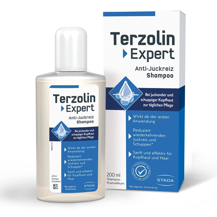 Terzolin Expert Anti-Juckreiz Shampoo - Bei Fettigen Schuppen Sowie Juckreiz - Feuchtigkeitsspendende Pflege Für Empfindliche Kopfhaut - 200 Ml