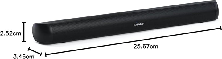 SHARP HTSB107 2.0 Soundbar 90W (USB, Bluetooth, HDMI, Optisch, Aux-In (3,5Mm), Breite: 65Cm), Schwarz