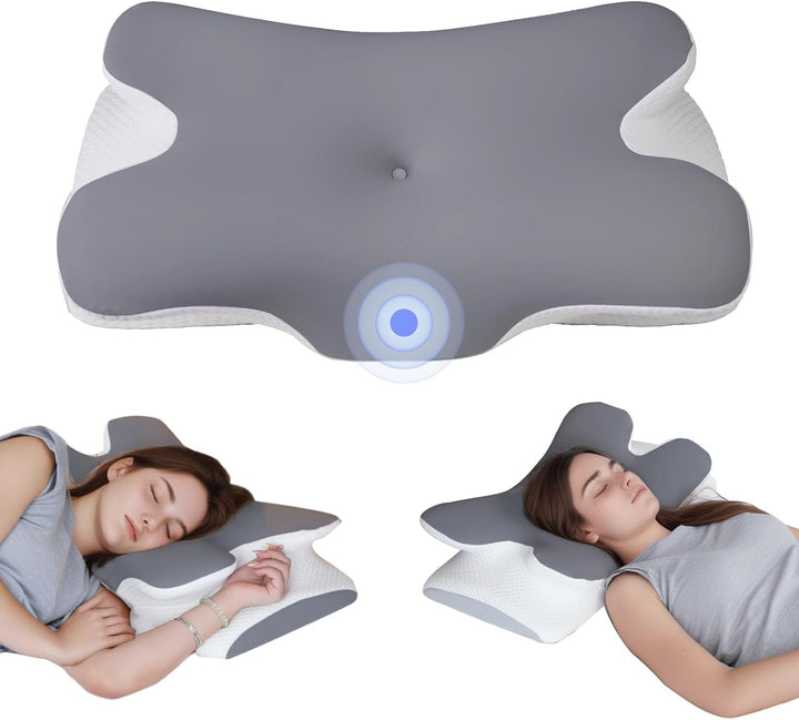Pernă din spumă de memorie Pernă pentru gât Pernă ortopedică - Design ergonomic Cu formă goală Pentru cei care dorm lateral, pe spate și pe stomac Gri