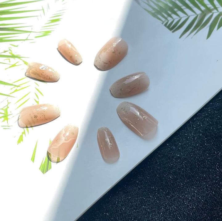 24 buc unghii false pătrate, culoare nud, franceze, scurte, acoperire completă, unghii false, presare pe unghii pentru femei și fete