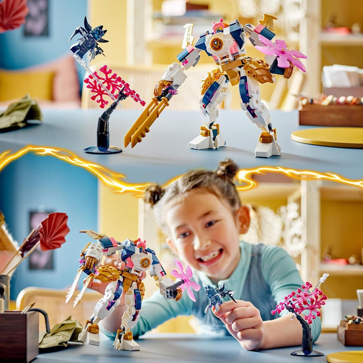 LEGO NINJAGO Mech-ul tehnologic al lui Sora, jucărie cu figurine de acțiune pentru copii, set ninja cu figurine, inclusiv Sora, mech pentru personalizare, cadou pentru băieți și fete cu vârsta de 7+ 71807