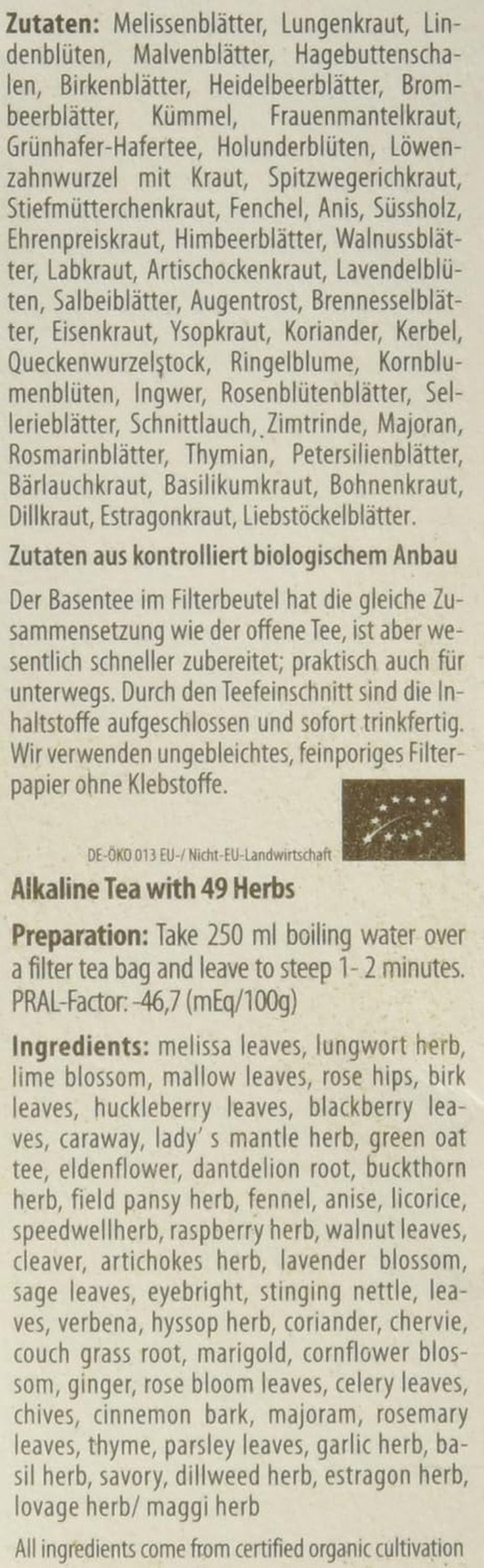 Ceai de bază Droste-Laux cu 49 de plante, 25 bucăți (ceai din plante, pliculețe filtru, ceai pentru post sau dietă) 120501