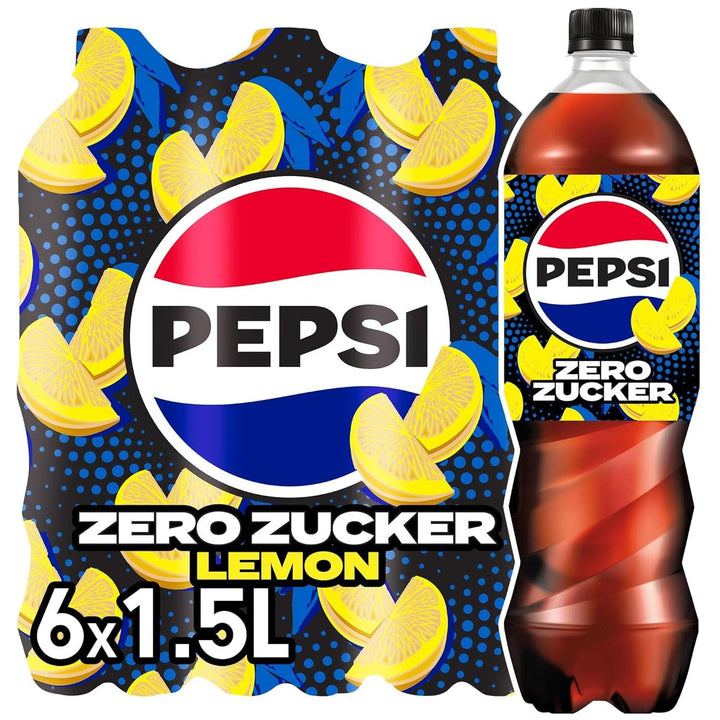 Pepsi Zero Sugar Lemon, Băutura răcoritoare fără zahăr de la Pepsi cu aromă de lămâie, set 6 x 1,25 litri