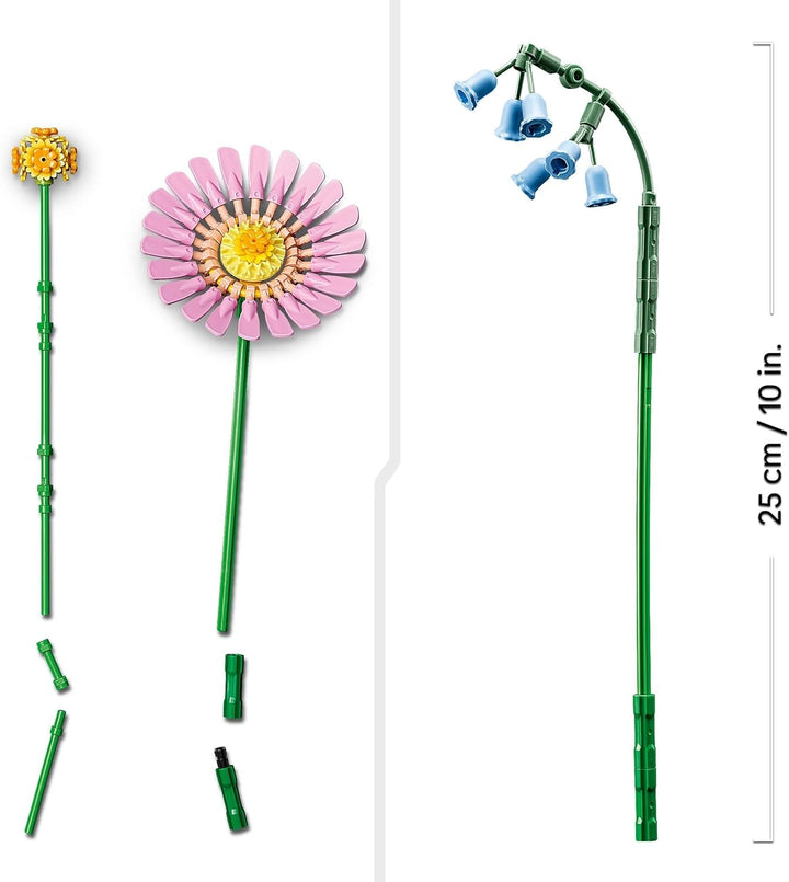 Buchet mic de vară LEGO Botanicals - Set de construcție cu flori artificiale - Incl. albăstrele, ranunculițe, lalele - Idee de cadou pentru femei, mame și bărbați - 10347