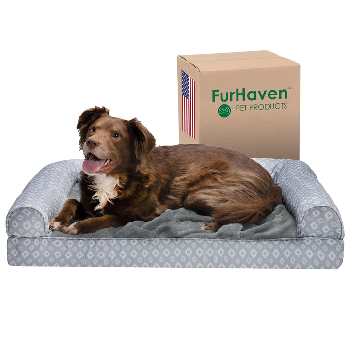 Pat pentru pisici de interior, lavabil, cu role de gât detașabile, pentru animale de companie de până la 4,1 kg – Covoraș de pluș cu imprimeu de diamant – Gri, mărimea S