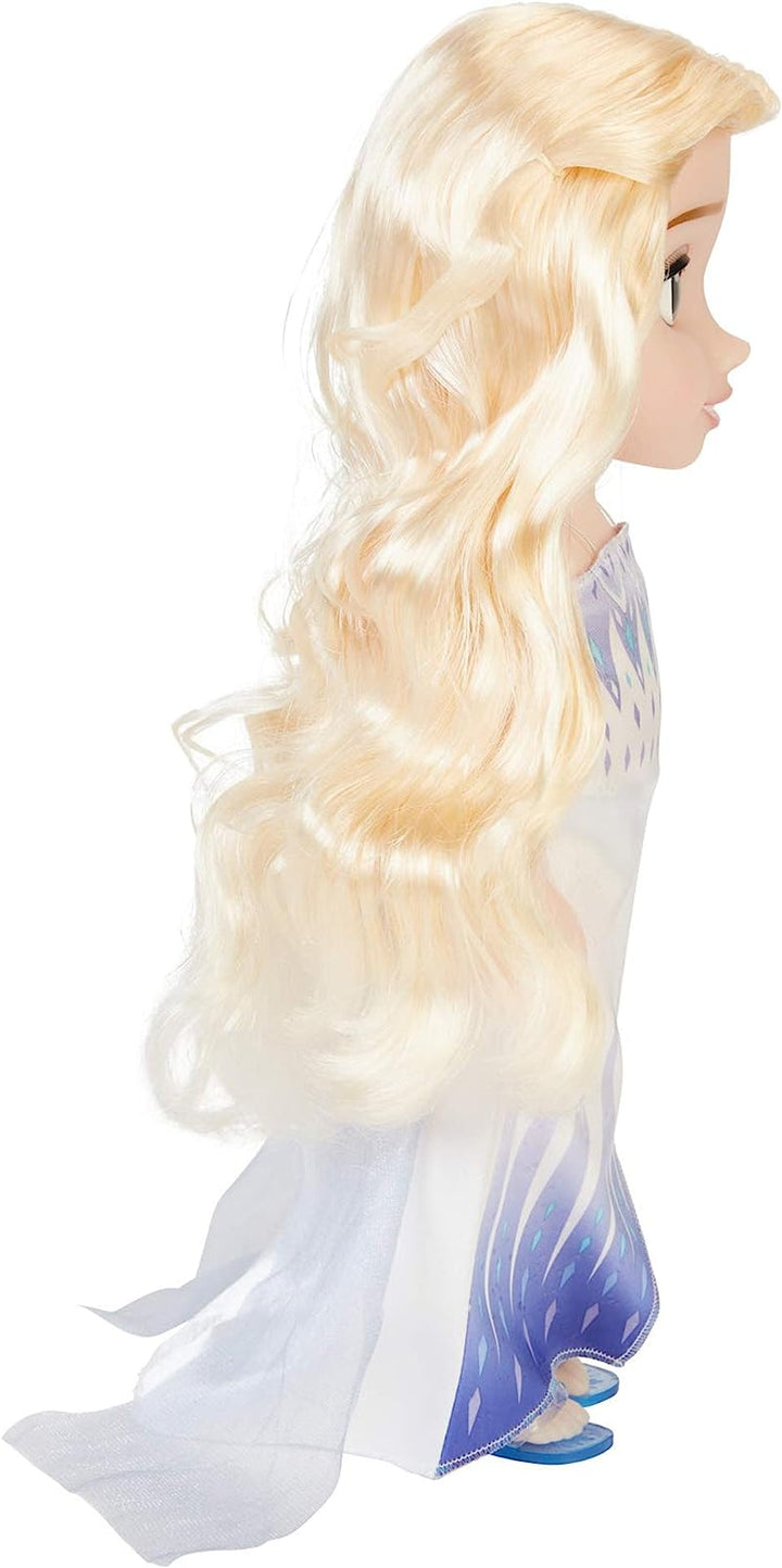 Disney Frozen 2 ELSA The Snow Queen Doll - 35 cm înălțime, păpușă mobilă în rochie de modă iconică și cu păr lung care curge pentru distracție suplimentară în timpul jocului, pentru fete cu vârsta de 3 ani și peste, 214894