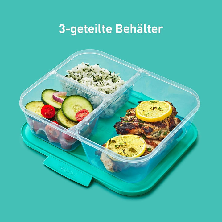 Sistema Nest IT containere pentru depozitarea alimentelor Meal Prep Boxes | 1,9 litri containere de depozitare etanșe cu TREI compartimente și capace | BPA-Free | Verde | 5 bucăți Cutii depozitare alimente Naty Shop