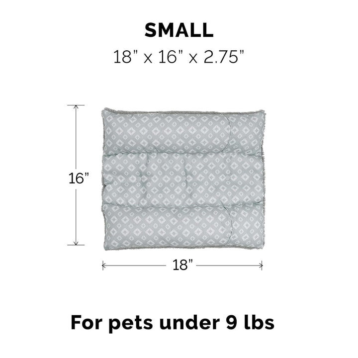 Pat pentru pisici de interior, lavabil, cu role de gât detașabile, pentru animale de companie de până la 4,1 kg – Covoraș de pluș cu imprimeu de diamant – Gri, mărimea S