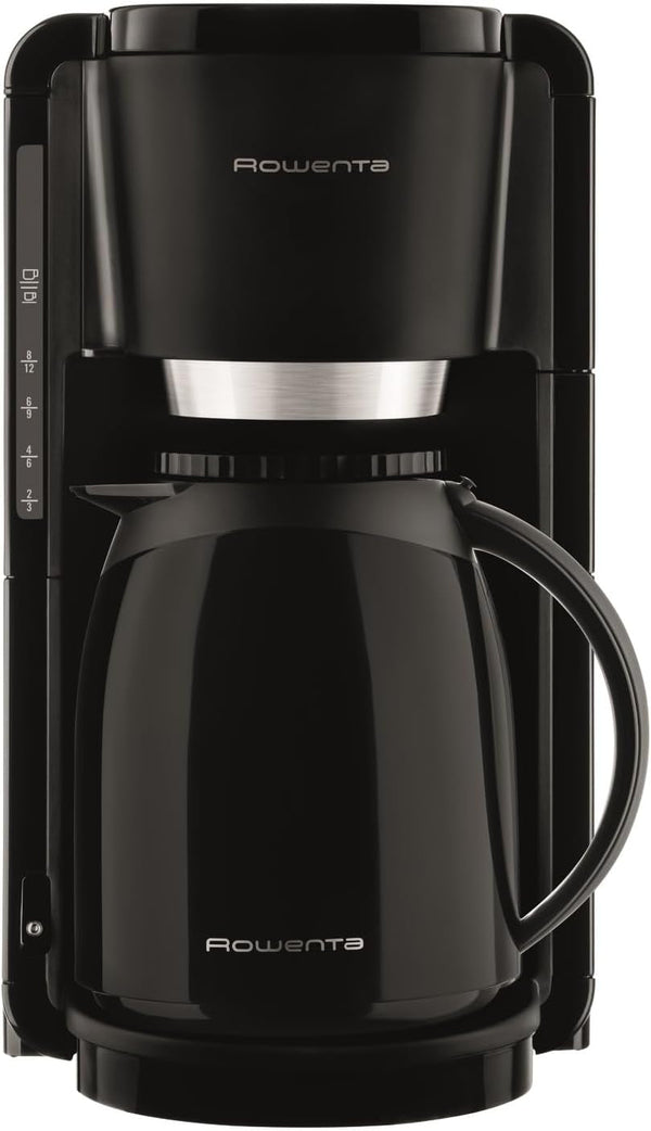 Espressor Rowenta Adagio Milano cu termos, capacitate 1 litru, 8-12 cești, oprire automată, filtru detașabil, indicator nivel apă, negru, CT3808