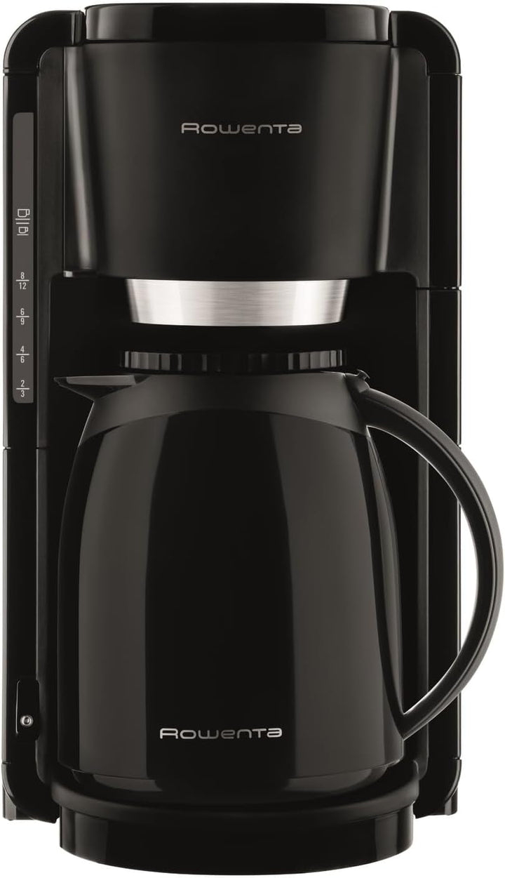 Espressor Rowenta Adagio Milano cu termos, capacitate 1 litru, 8-12 cești, oprire automată, filtru detașabil, indicator nivel apă, negru, CT3808