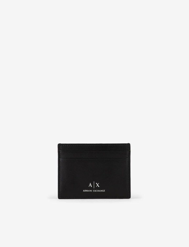 Armani Exchange Bărbați din piele netedă cu logo Accesoriu de călătorie-înveliș titular de card, negru Portofel Barbati Naty Shop
