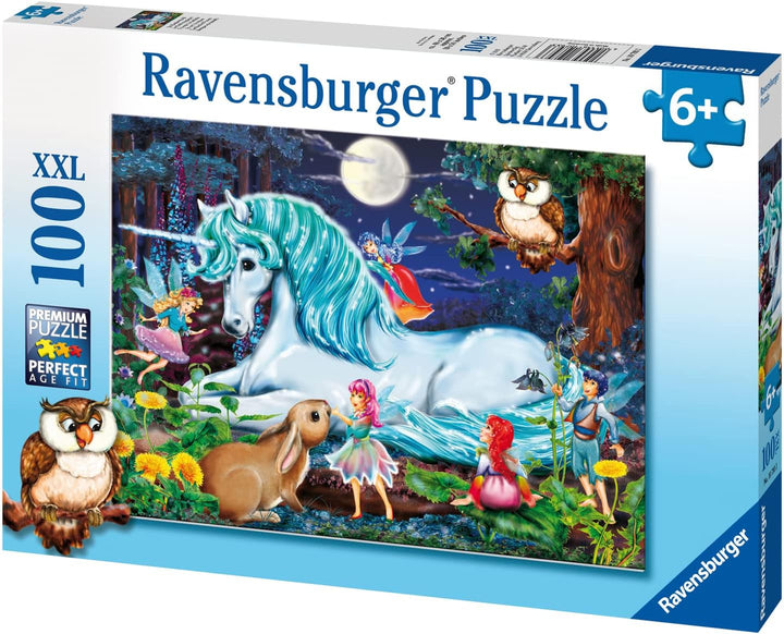 Ravensburger puzzle pentru copii - 10793 În pădurea fermecată - Unicorn puzzle pentru copii de 6 ani și peste, cu 100 de piese în format XXL