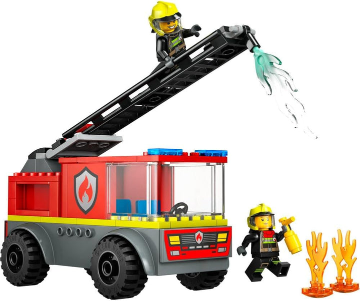 Camion cu scară de incendiu LEGO City - Camion de pompieri jucărie cu 2 minifigurine de pompieri pentru băieți și fete de la 4 ani - jucărie educativă - cadou pentru preșcolari 60463