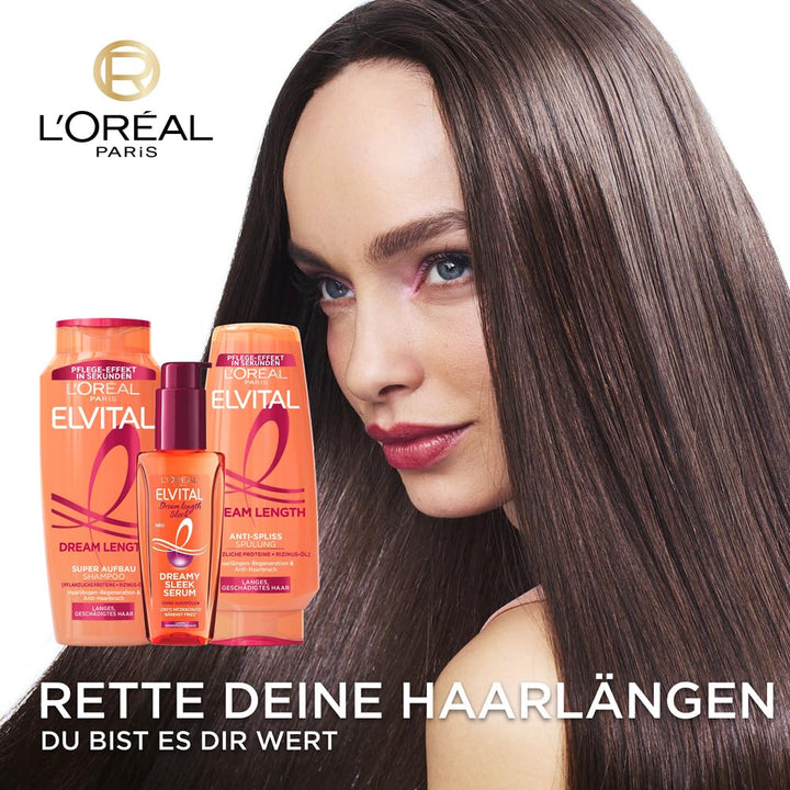 L'Oréal Paris Elvital Dream Length Super Aufbau Shampoo, Für Traumhaft Langes Haar, Mit Rizinus-Öl, Vitaminen & Pflanzlichen Proteinen, 1 X 1000 Ml