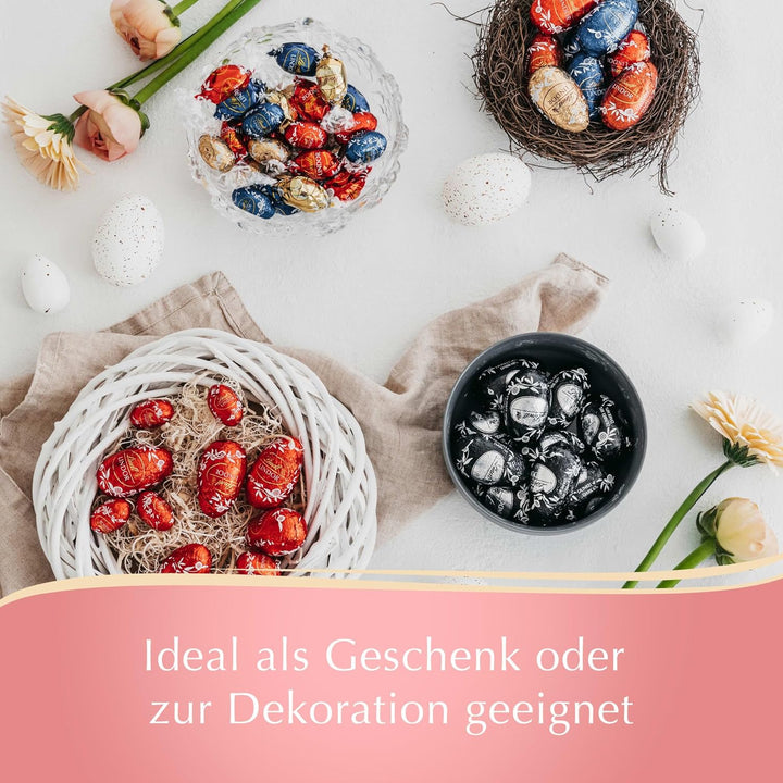 Lindt Schokolade LINDOR Eierkarton | 168 G | 6 X LINDOR Vollmilch Eier 28G Mit Zartschmelzender Füllung Im Eierkarton | Oster Schokolade | Schokoladengeschenk | Ostereier | Schokoeier