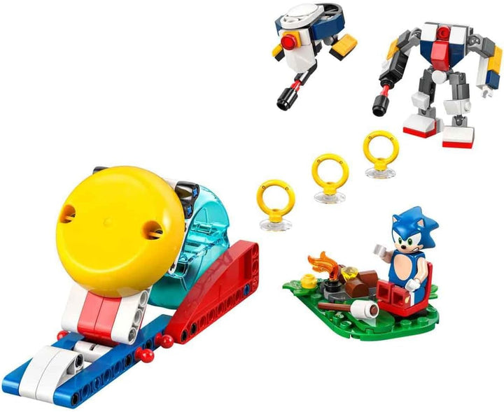 LEGO Sonic the Hedgehog Sonics Showdown At The Campfire, jucărie de jocuri pentru copii și fani ai jocurilor video, set de construcție pentru băieți și fete de la 7 ani, set de aventură, colecționabil 77001