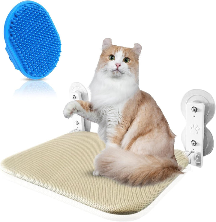 Hamac pentru pisici pentru fixare la fereastră cu ventuze, pat pliabil pentru pisici, scaune pentru ferestre pentru pisici cu ventuză dublă pentru fixare pe sticlă, hamac robust pentru ferestre pliabile