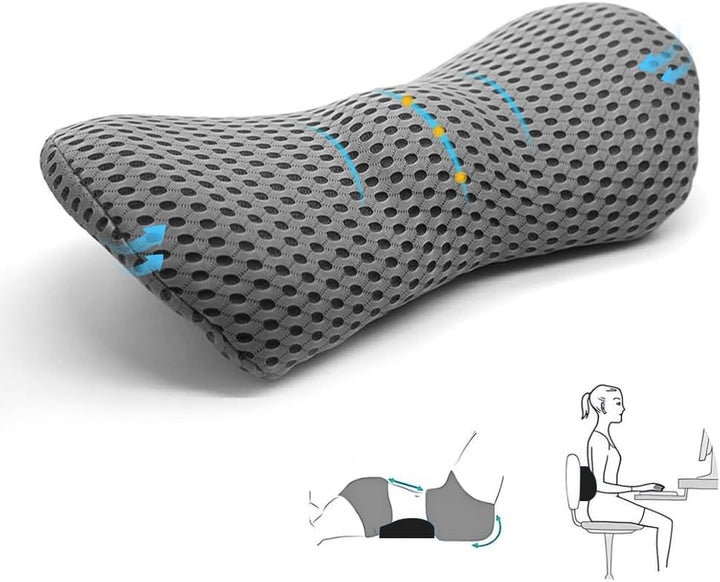 Pernă lombară Ikalula, pernă de sprijin pentru spătar din spumă cu memorie, pernă lombară spate, pernă pentru spătar scaun de birou și mașină, pernă ergonomică de sprijin lombar pentru scaune auto, scaun de birou (gri)
