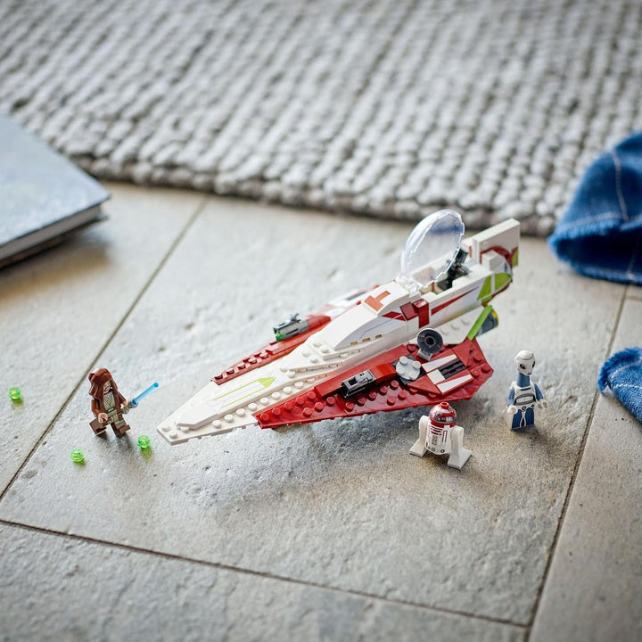 LEGO Star Wars Luptătorul stelar Jedi al lui Obi-Wan Kenobi, jucărie construibilă cu Taun We, figurină droid și sabie laser, Set Atacul clonelor 75333