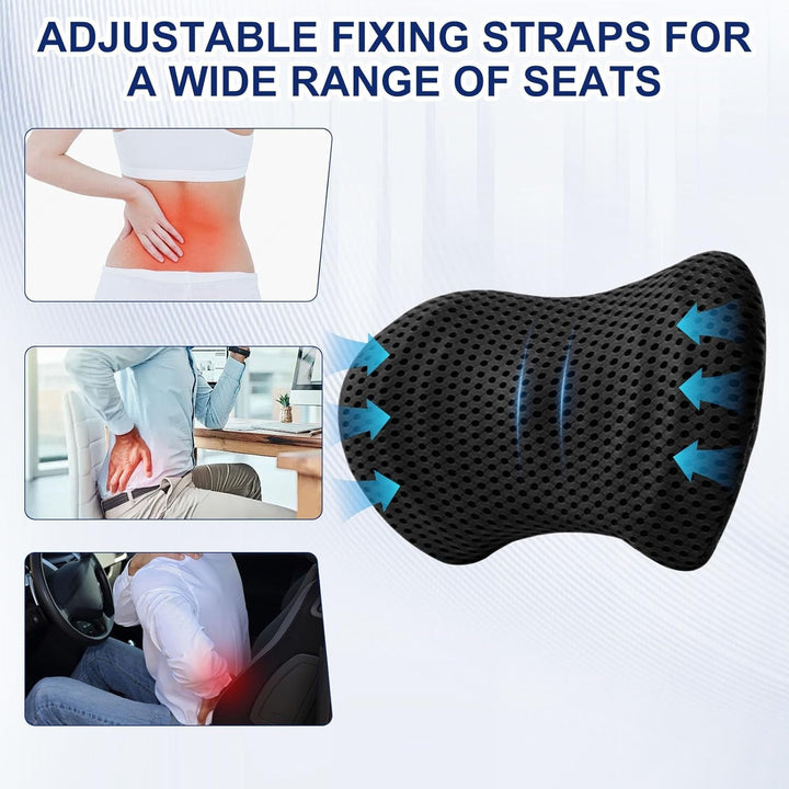 Raxfekro pernă lombară pernă spate, pernă lombară ergonomică din spumă cu memorie, pernă spate pentru susținerea spatelui, pernă suport lombar pentru scaune auto și scaune de birou (negru)
