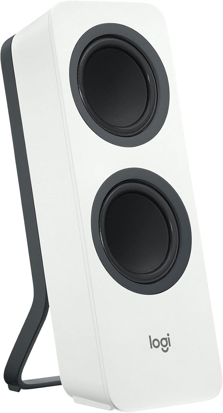 Logitech Z207 Difuzor wireless pentru PC, Bluetooth, sunet stereo, putere de vârf de 10 wați, intrare de 3,5 mm, mufă pentru căști, funcție Easy-Switch, mufă UE, Pc/Tv/Tabletă/telefon mobil - alb