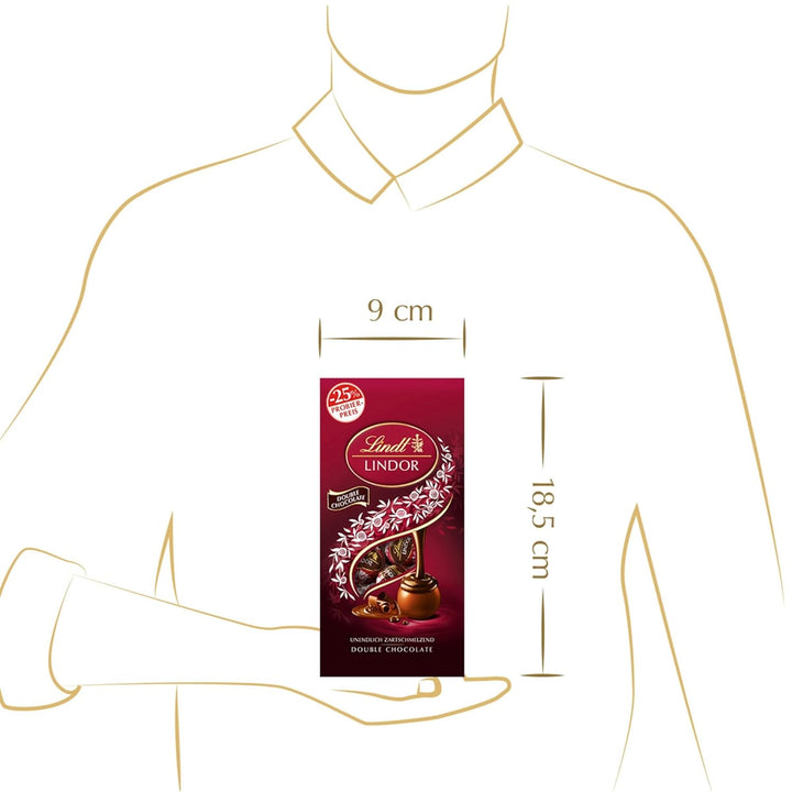 Lindt Schokolade LINDOR Kugeln Double Chocolate, Promotion | 137 G Beutel | Circa 10 Kugeln Vollmilchschokolade Mit Zartschmelzender Füllung | Pralinen-Geschenk | Schokoladen-Geschenk