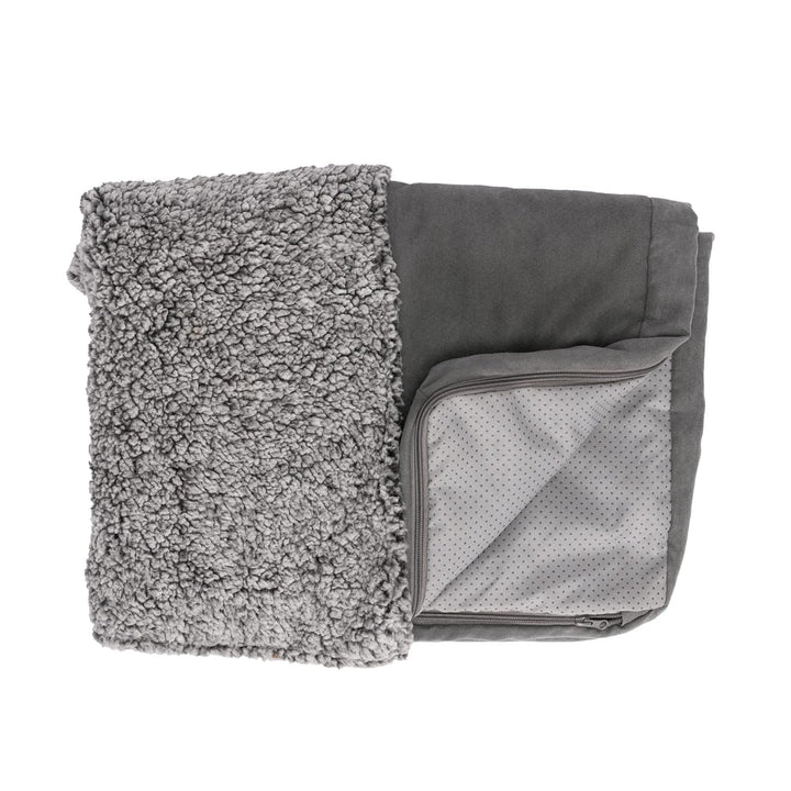 Pat pentru pisici de interior, lavabil, cu role de gât detașabile, pentru animale de companie de până la 4,1 kg – Covoraș de pluș cu imprimeu de diamant – Gri, mărimea S