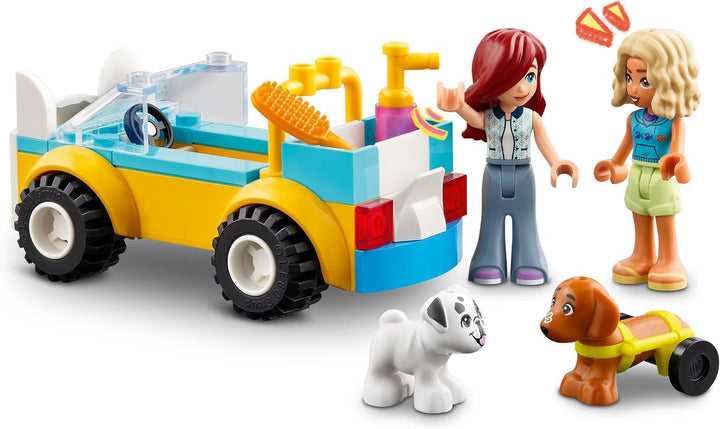 LEGO Friends Mobile Dog Grooming Parlour, set de joacă pentru vehicule cu animale pentru jocuri de rol, jucărie pentru copii cu 2 figurine și 2 câini pentru fete și băieți de la 4 ani, set de toaletă pentru câini 42635