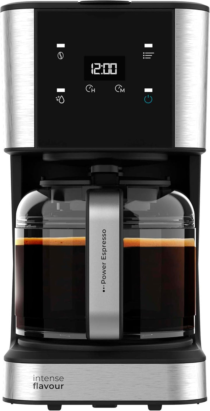 Cafetieră cu picurare programabilă Cecotec Coffee 66 Smart Plus. 980W, capacitate 12 cești, tehnologie extemaroma, funcție de autocurățare, design din oțel inoxidabil, ecran Lcd, capacitate 1,5L
