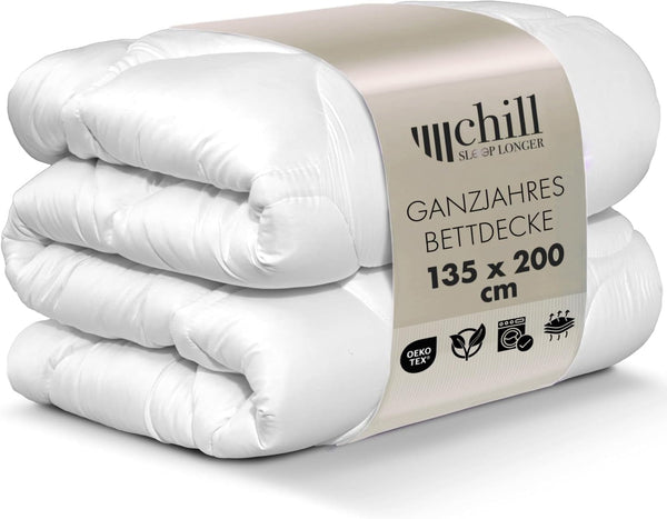 Plapumă pentru toate anotimpurile 135X200 - Plapumă 135X200 Ușoară - Respirabilă și lavabilă și 100% vegană - Plapumă cu plasă climatică și bandă de confort pentru dormit - Umplutură 800G