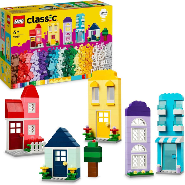 LEGO Classic Creative Houses, set de cărămizi de construcție pentru copii, jucărie de construcție cu 850 de cărămizi, jucărie de construit case cu accesorii, cadou pentru băieți și fete de la 4 ani 11035