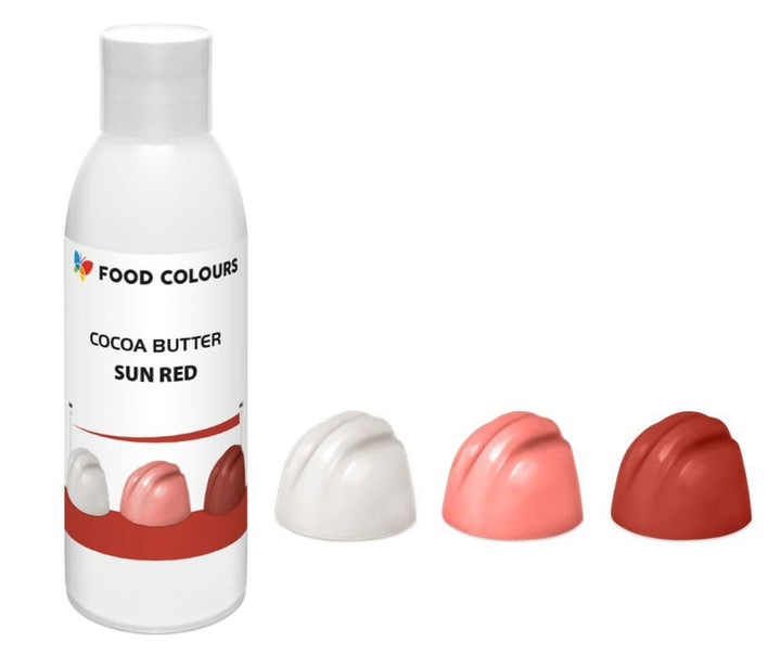 Food Colors Cocoa Butter SUN RED 100 G Kakaobutterbasierte Lebensmittelfarbe Für Schokolade, Pralinen, Fette Massen Und Cremes