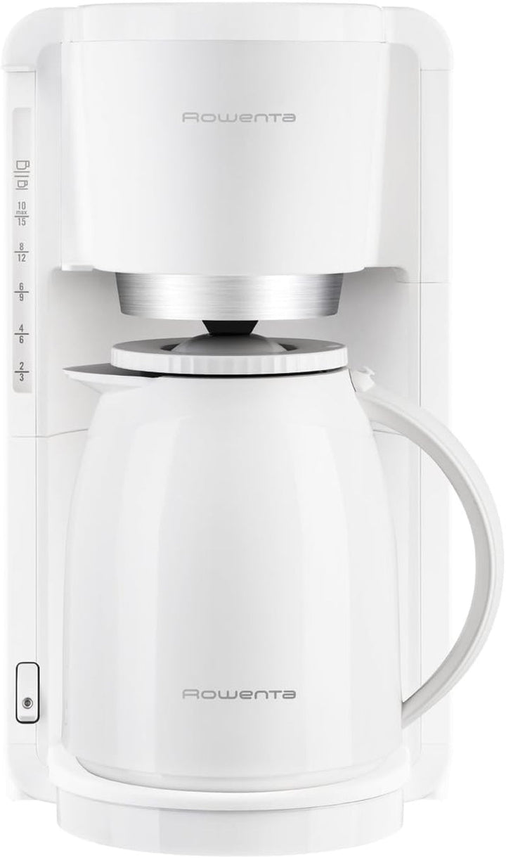 Cafetiera cu filtru Rowenta Adagio Milano Cu termos, Capacitate 1 litru, 8-12 cești, Oprire automată, Filtru detașabil, Indicator nivel apă, Alb, CT3801